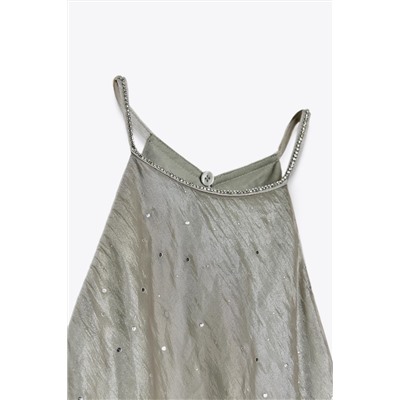 SHINY HALTER MIDI DRESS