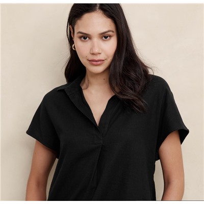 Oversized Linen-Blend Dolman Top