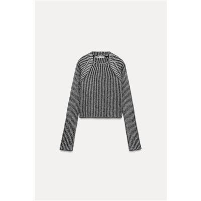 RIBBED KNIT CROPPED SWEATER