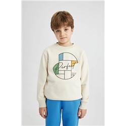 Defacto Erkek Çocuk Bisiklet Yaka Baskılı Kalın Sweatshirt B5858A823CW