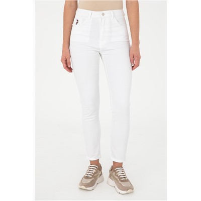 Kadın Beyaz Slim High Waist Fit Jean Pantolon