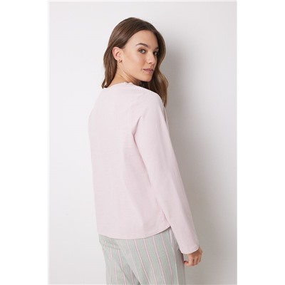 Camiseta manga larga 100% algodón rosa