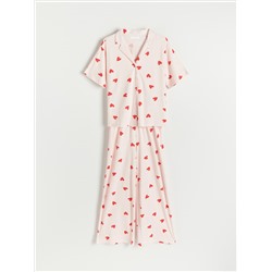 Zweiteiliges Pyjama-Set mit Herzmuster