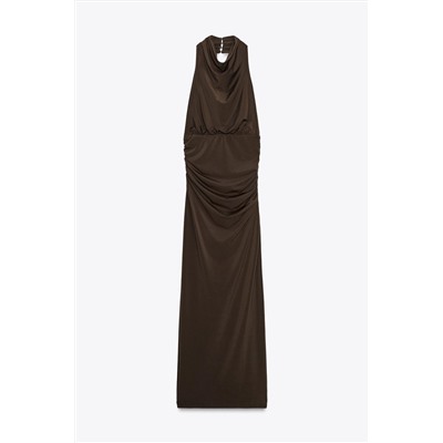 LONG HALTER DRESS WITH OPEN BACK