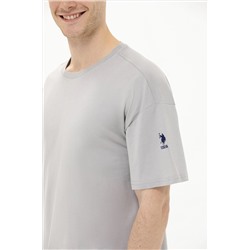 Erkek Gri Oversize Bisiklet Yaka Tişört