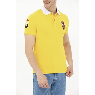 Erkek Koyu Sarı Basic Polo Yaka Tişört