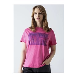 Ltb Kontrast Baskılı Pembe T-shırt 01223800816089
