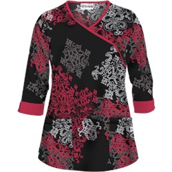 UA Exotica Black Mock Wrap Scrub Top