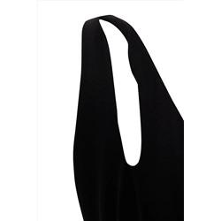 Siyah Derin V Yaka Cut Out Detaylı Büyük Beden Bikini Üstü TBBSS25CT00002