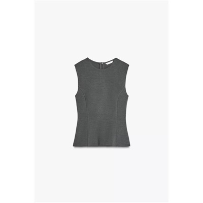 INTERLOCK PEPLUM TOP