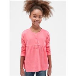 Kids Henley Crinkle-Weave Shirt