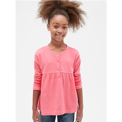 Kids Henley Crinkle-Weave Shirt
