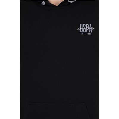Erkek Siyah Kapüşonlu Basic Sweatshirt