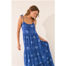 Vestido largo floral azul