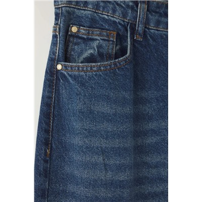 Mavi Yüksek Bel Geniş Paça Denim Büyük Beden Jeans TBBSS24CJ00028