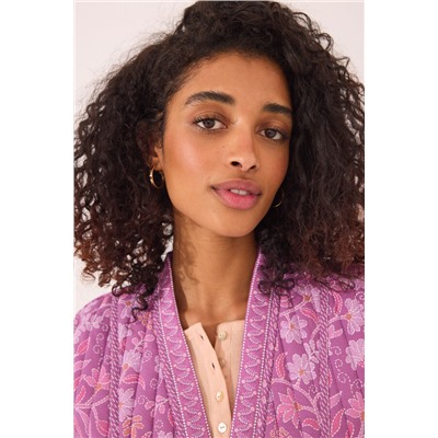 Chaleco acolchado morado print floral