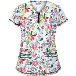 UA Song From the Heart Black Print Scrub Top