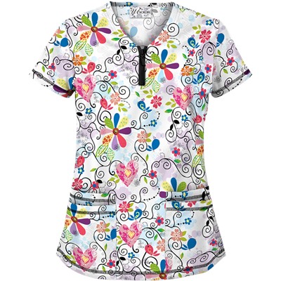UA Song From the Heart Black Print Scrub Top