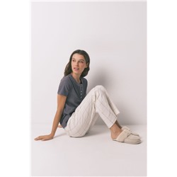 Pantalón largo franela blanco print cuadros