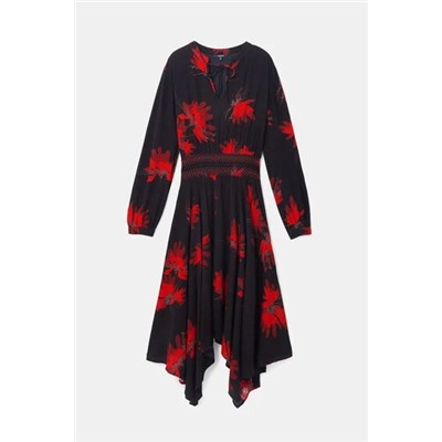 Vestido evasé manga larga