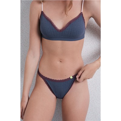 Braga brasileña seamless pointelle azul