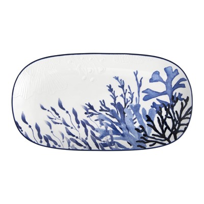 Набор, 2 пр, блюдо/салатник, керамика К, белое/синий, Синие кораллы, Blue Coral, 63289
