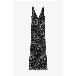 LONG FLORAL TULLE DRESS