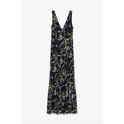 LONG FLORAL TULLE DRESS