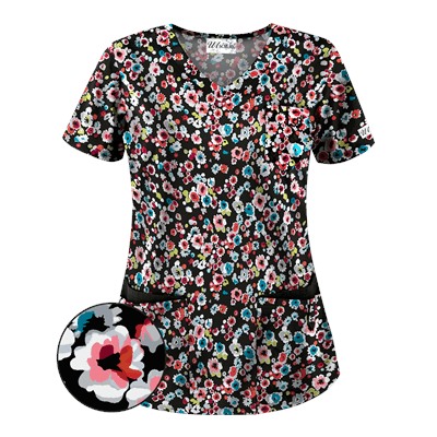 UA Passion Posies Black Scrub Top
