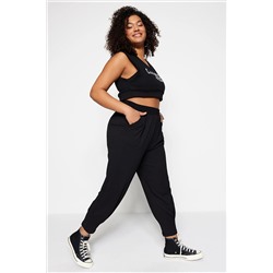 Trendyol Curve Siyah Havuç Fit Beli Lastikli Örme Pantolon TBBSS23AR00002