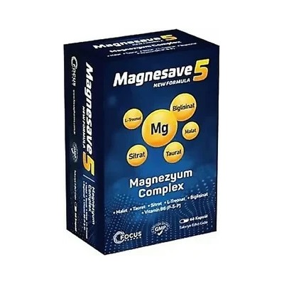 Magnesave 5 New Formula Magnezyum Complex, комплекс магния, 60 капсул