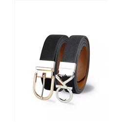 Monogram Logo and Round Buckle Reversible Belt Set (Комплект двусторонних ремней с логотипом Monogram и круглой пряжкой)