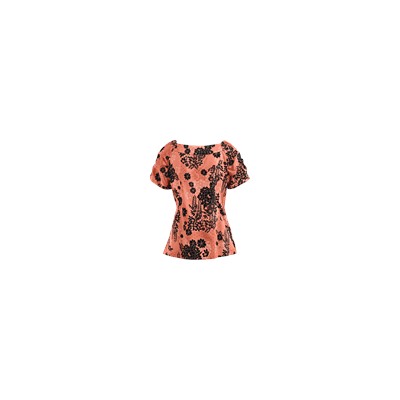 Koi Scrubs Faux Lace Print Top