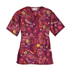UA Tibetan Tease Wine Print Scrub Top