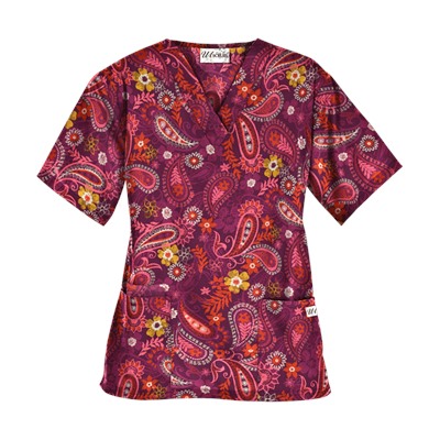 UA Tibetan Tease Wine Print Scrub Top
