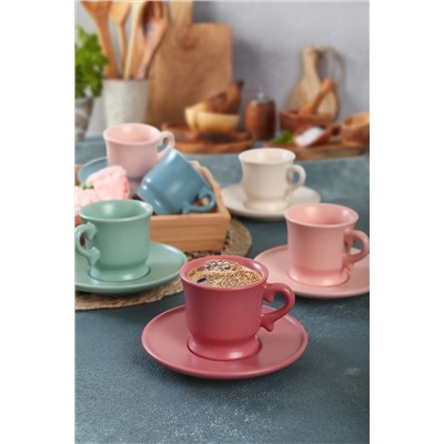 Keramika Mat Soft Ares Kahve Takımı 12 Parça 6 Kişilik 973-991 CKAHVETAKIMIARES9730000012