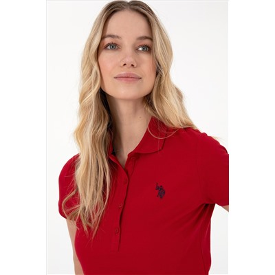 Kadın Kırmızı Basic Polo Yaka Tişört