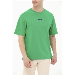 Erkek Yeşil Oversize Bisiklet Yaka Tişört
