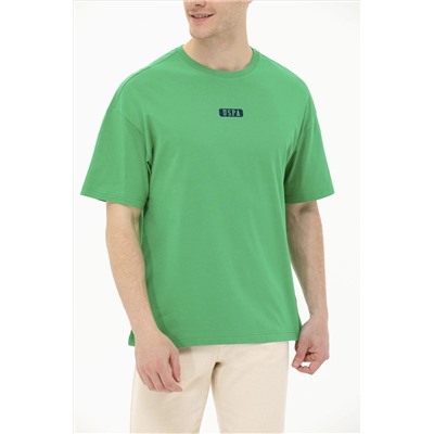 Erkek Yeşil Oversize Bisiklet Yaka Tişört