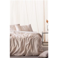 Sarthe King Size %100 Pamuk Madame Coco Crep Baskılı Nevresim Takımı - Bej