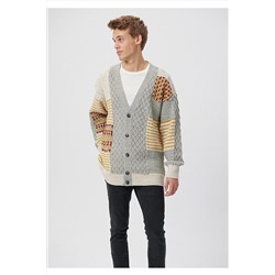 MaviJakarlı Gri Kazak Loose Fit / Bol Rahat Kesim 0710147-80018