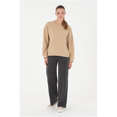 Kadın Kum Bisiklet Yaka Sweatshirt