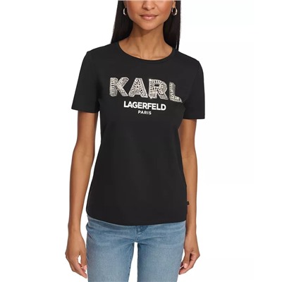 KARL LAGERFELD PARIS Women's Imitation-Pearl Karl T-Shirt