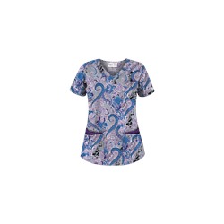 UA French Twist Silver Print Scrub Top