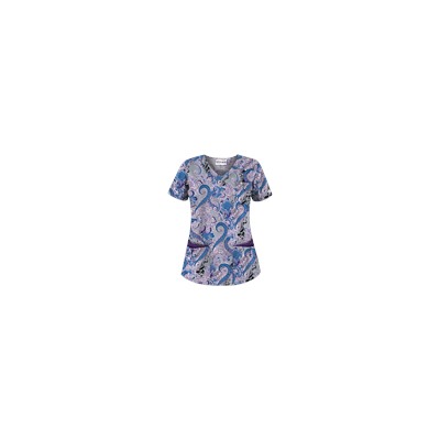 UA French Twist Silver Print Scrub Top