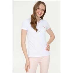 Kadın Beyaz Basic Polo Yaka Tişört