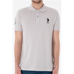 Erkek Slim Fit Polo Yaka Açık Gri Basic Tişört