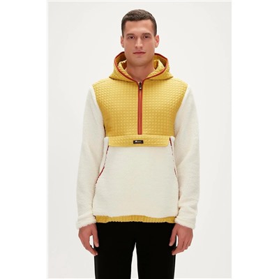 Bad Bear, Leonard Plush Half-Zip Marshmallow Beyaz Peluş Erkek Kapüşonlu Sweatshirt