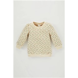 Defacto Kız Bebek Bisiklet Yaka Çiçekli Kalın Sweatshirt B1307A523WN