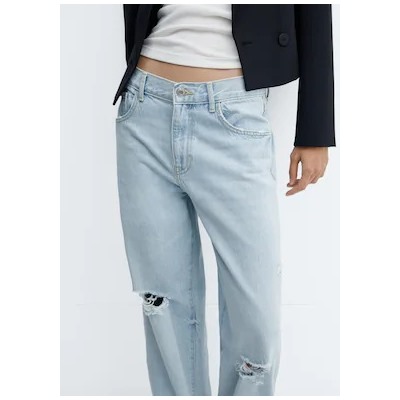 Jeans wideleg rotos decorativos